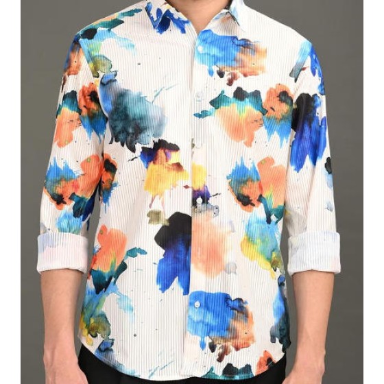 Men Geometric Print Slim Fit Shirt