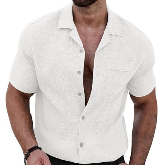 Men Regular Fit Shirt with Patch Pocket