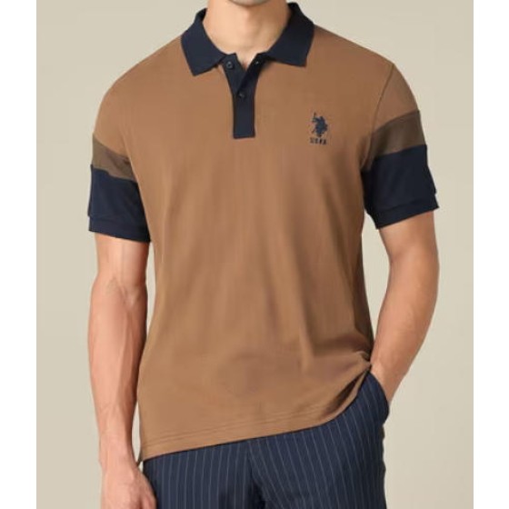 Men Colourblock Regular Fit Polo T-Shirt