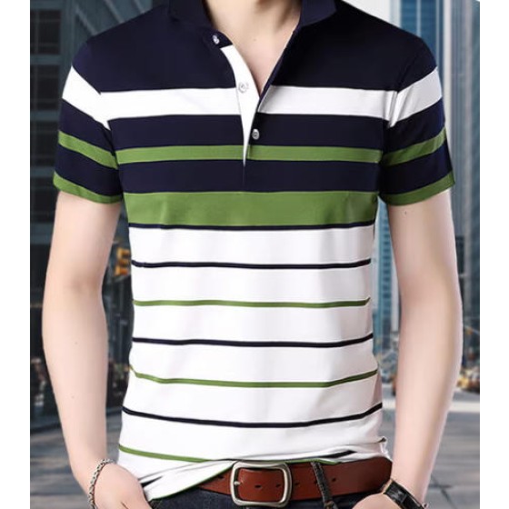 Men Striped Regular Fit Polo T-Shirt