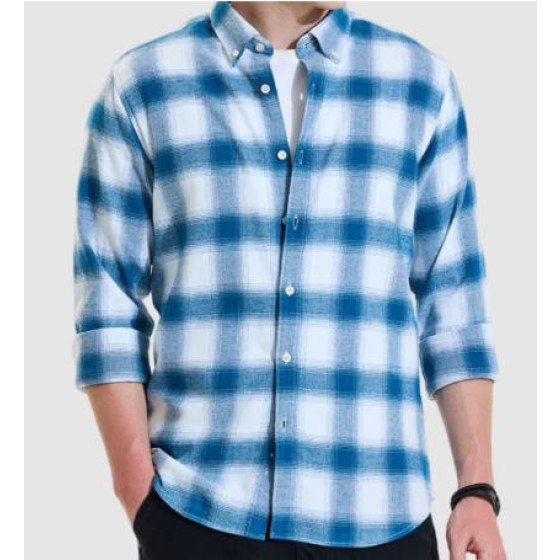 Men Checked Regular Fit Shirt with Button-Down Collar