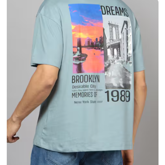 Shein Drop Shoulder Graphic Back Print Crew T-shirt