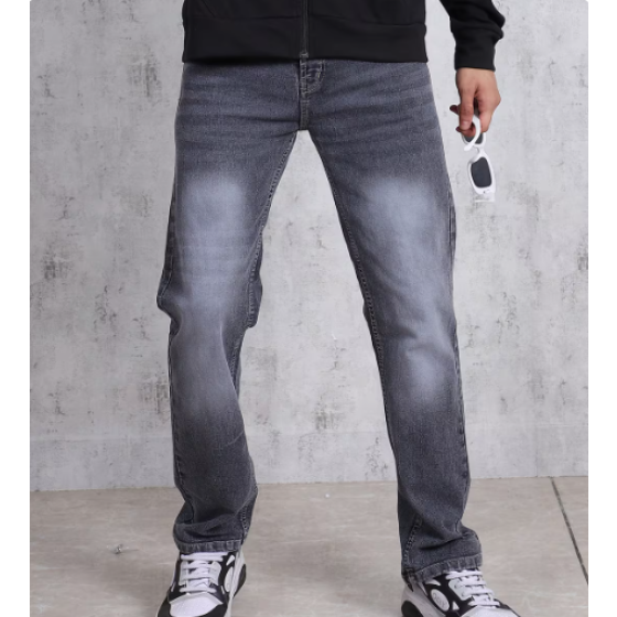 Shein Full Length Fly With Button Closure Mid Wash Jeans