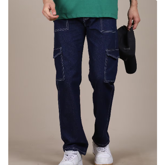 Shein Full Length Fly With Button Closure Cargo Jeans