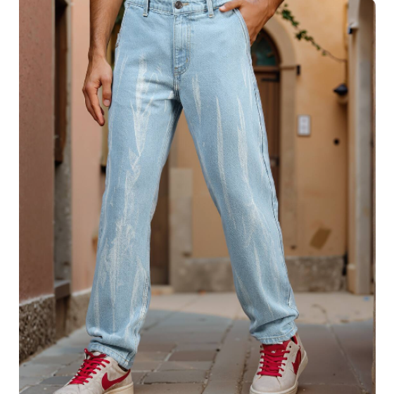 Shein Full Length Faded Stripes Detail Light Wash Jeans